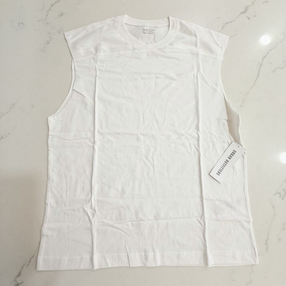 Standard Cloth Shirt Mens XS White Cutoff Muscle Casual Minimalist Emo Gym NWT